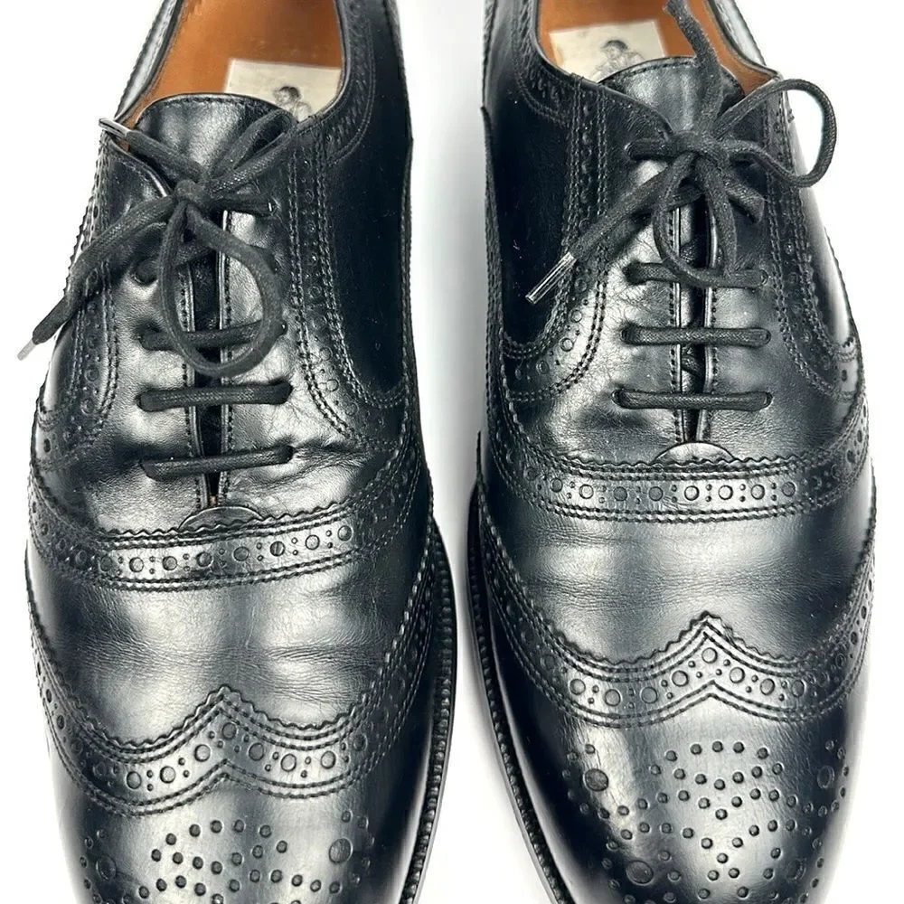 Bally Prestige Parawet Switzerland Leather Cap Toe Oxfords Black Wing Tips Shoes